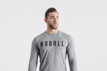 Nobull Men's Long Sleeves Grey | Australia (NL6271)